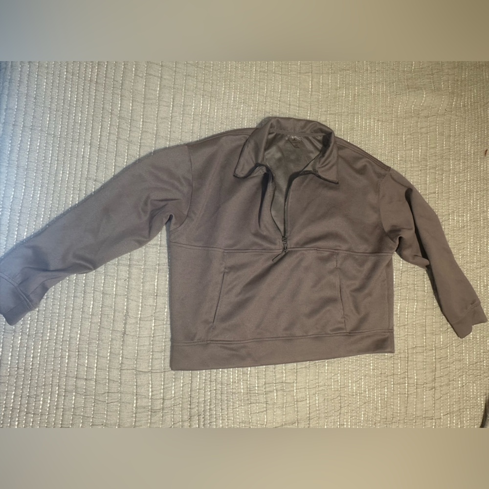 Danskin Taupe light Brown Quarter Zip sweatshirt - Large